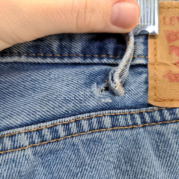 Levi's 505 Men's Regular Straight Fit Jeans Blue 38x30 Stone Wash Denim - Picture 10 of 14